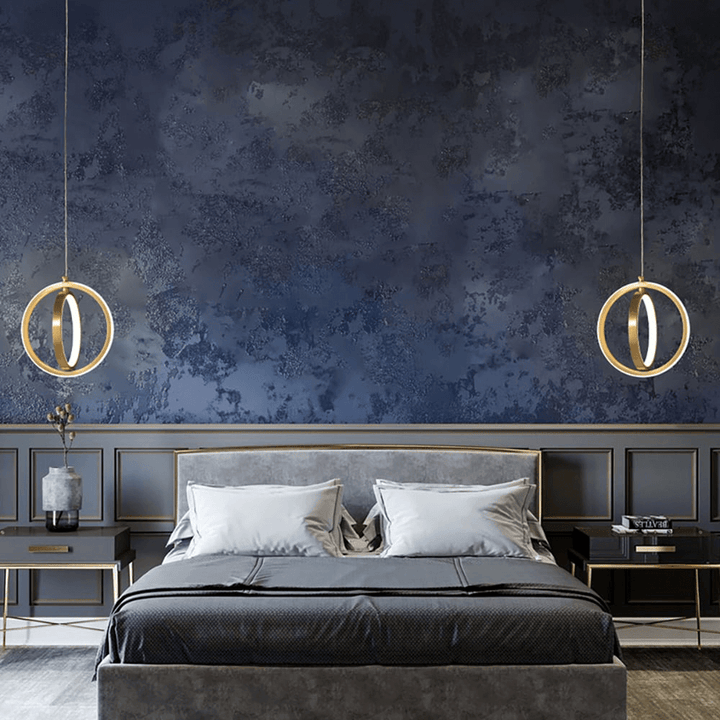 Suspension Lumineuse LED à Deux Anneaux - Design Géométrique Doré