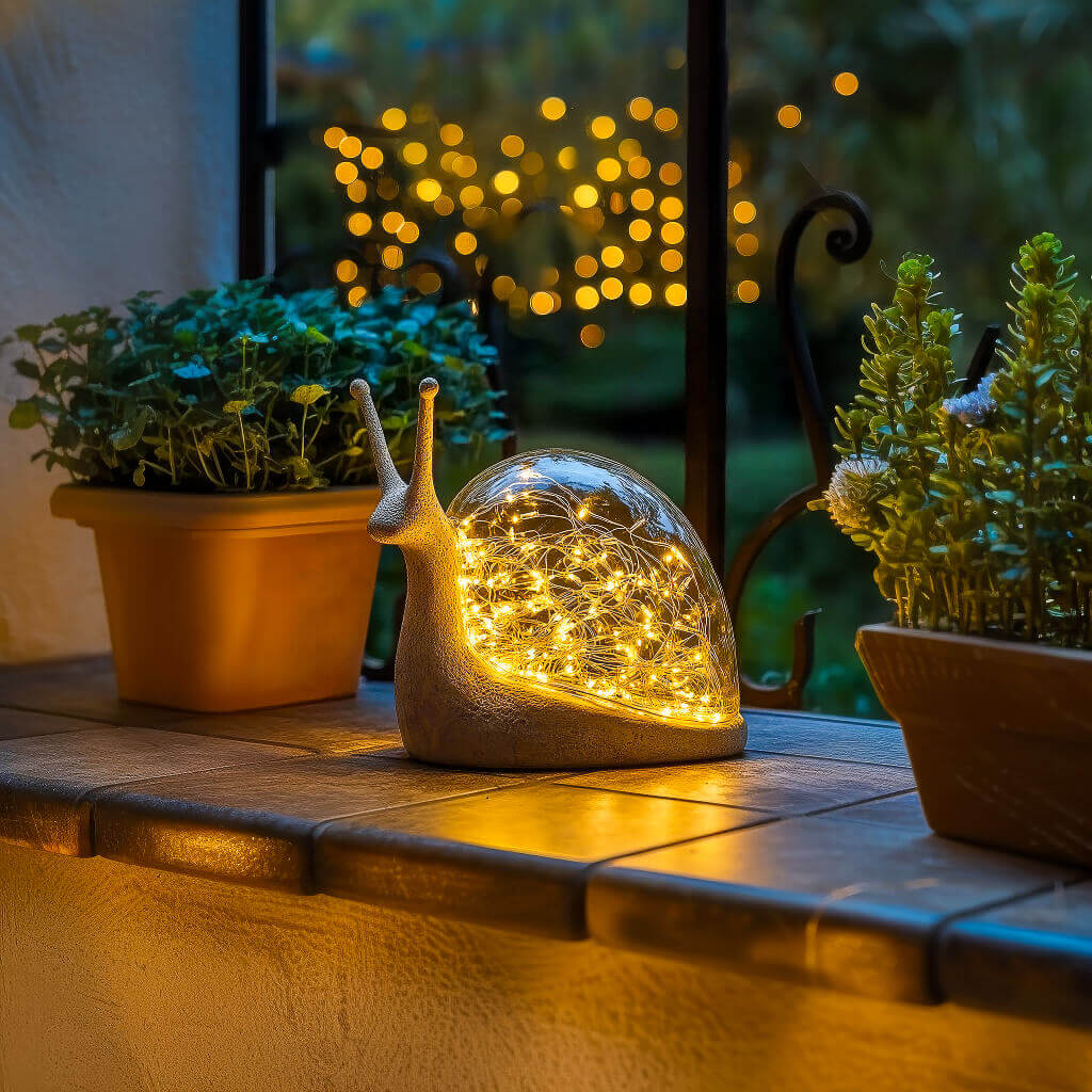 Sculpture Escargot Lumineux - Décoration Jardin Extérieur