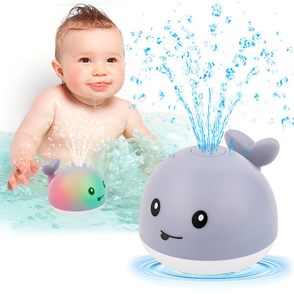 "Baleine de bain interactive enfants, jets d'eau, LED colorées, amusante, sécuritaire, matériau sans BPA pour bain ludique"