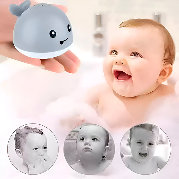 "Baleine de bain interactive enfants, jets d'eau, LED colorées, amusante, sécuritaire, matériau sans BPA pour bain ludique"