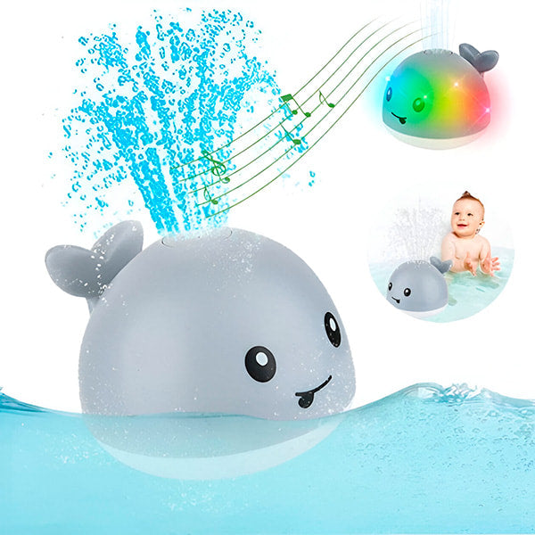 "Baleine de bain interactive enfants, jets d'eau, LED colorées, amusante, sécuritaire, matériau sans BPA pour bain ludique"
