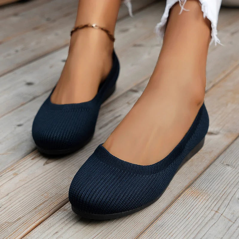 Ballerines élégantes noires, anti-dérapantes, respirantes, avec semelle orthopédique, parfaites pour un usage quotidien.