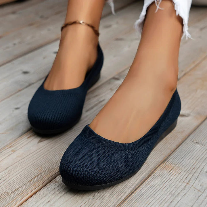 Ballerines élégantes noires, anti-dérapantes, respirantes, avec semelle orthopédique, parfaites pour un usage quotidien.