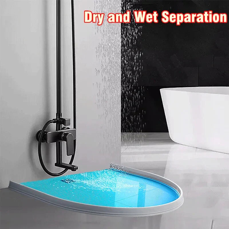 Barrière de douche en silicone flexible, étanche, transparente, s'installe facilement pour empêcher les fuites d'eau.