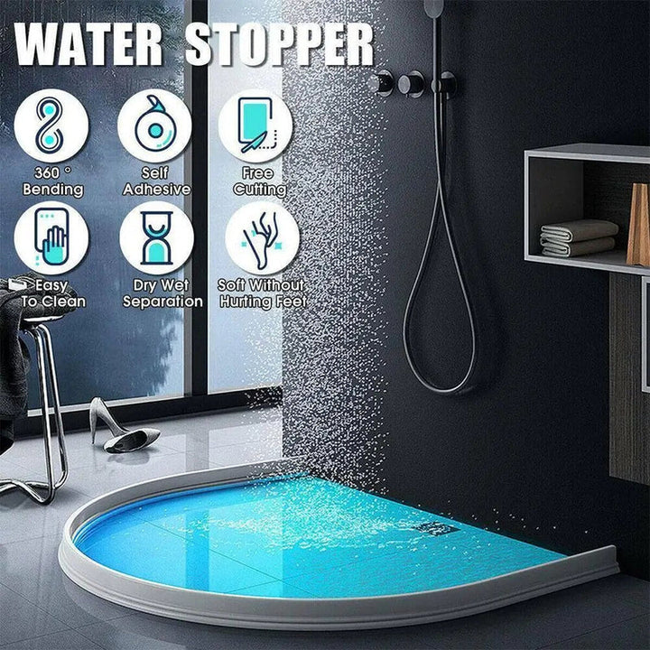 Barrière de douche en silicone flexible, étanche, transparente, s'installe facilement pour empêcher les fuites d'eau.
