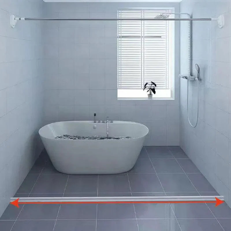Barrière de douche en silicone flexible, étanche, transparente, s'installe facilement pour empêcher les fuites d'eau.