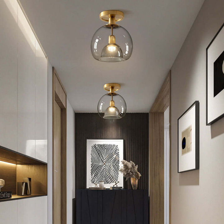 Verre Contemporain Gris Couloir Plafonnier