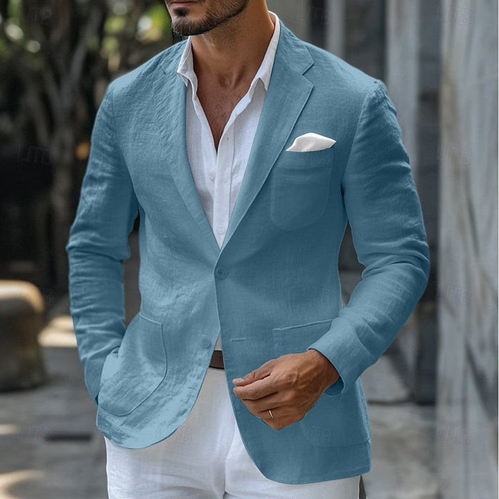 "Blazer en lin Clément, chic et élégant, pour homme, disponible en plusieurs tailles et couleurs, parfait pour l'été."