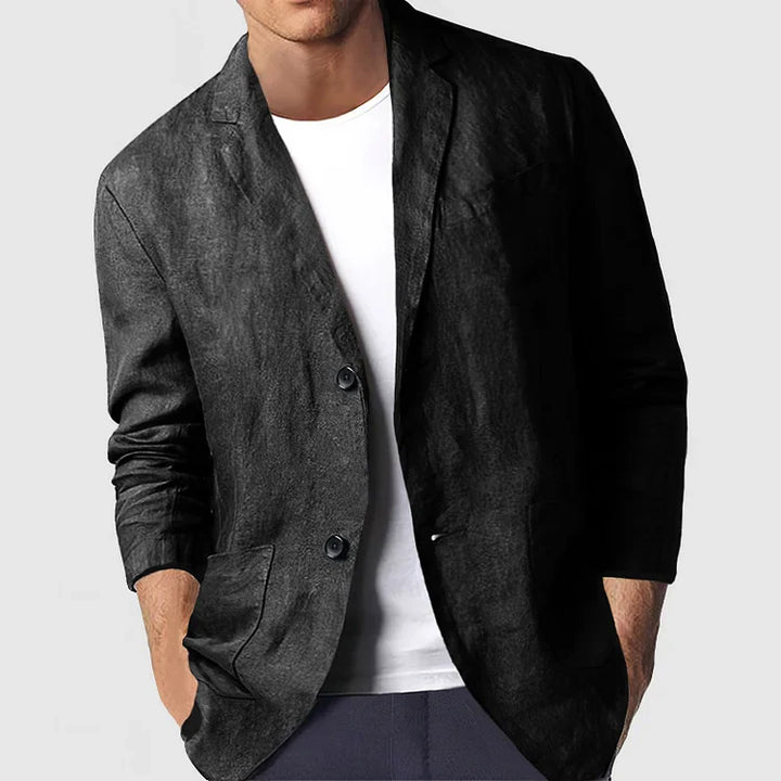 "Blazer en lin léger Adrien, chic et élégant, pour hommes, idéal pour l'été chaud, polyvalent, coupe moderne et respirant."