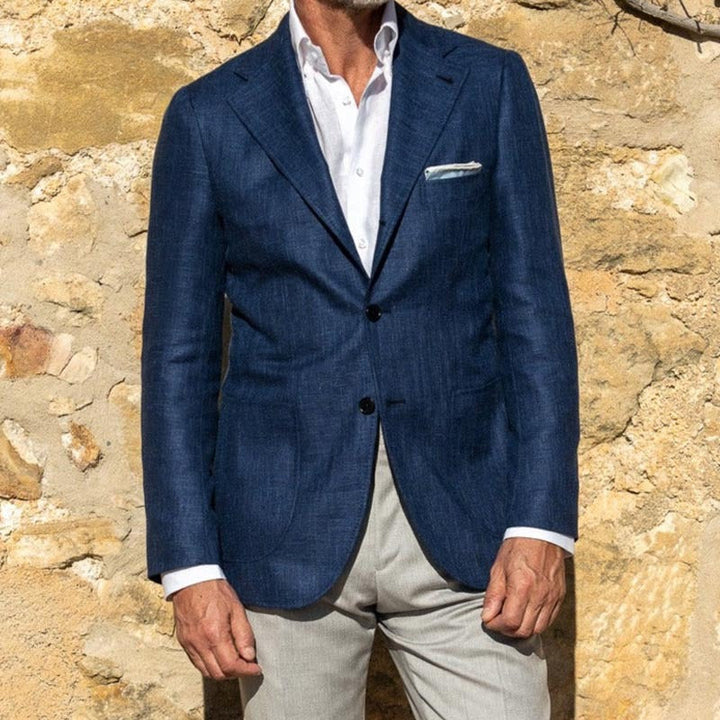 Blazer homme coupe slim, tissu respirant, 2 boutons, élégant, pour un look professionnel et sophistiqué.