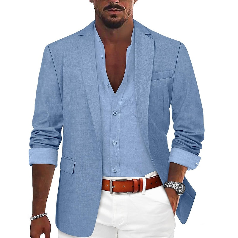 Blazer homme décontracté Zacharie, élégant, tons monochromes, coupe ajustée, matière extensible pour confort optimal.