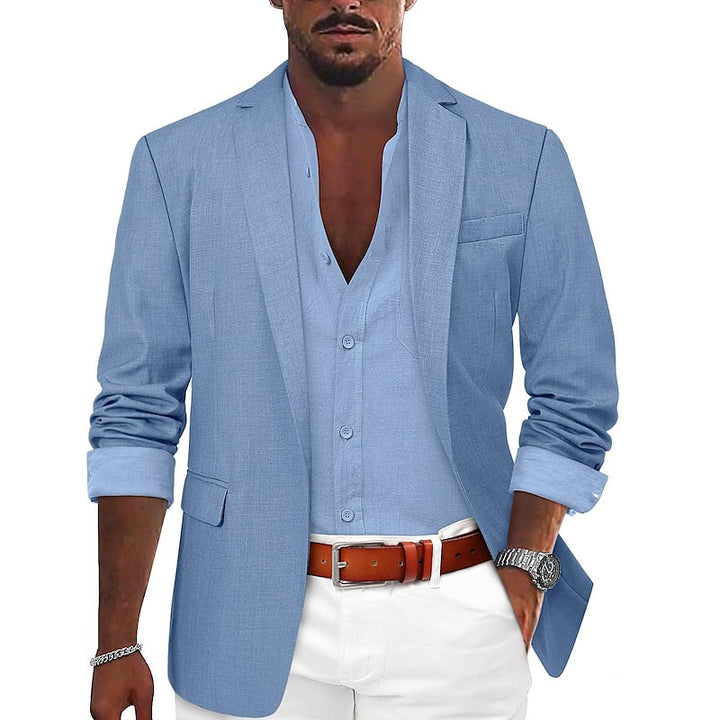 Blazer homme décontracté Zacharie, élégant, tons monochromes, coupe ajustée, matière extensible pour confort optimal.