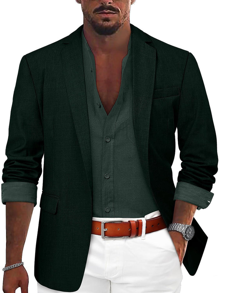 Blazer homme décontracté Zacharie, élégant, tons monochromes, coupe ajustée, matière extensible pour confort optimal.