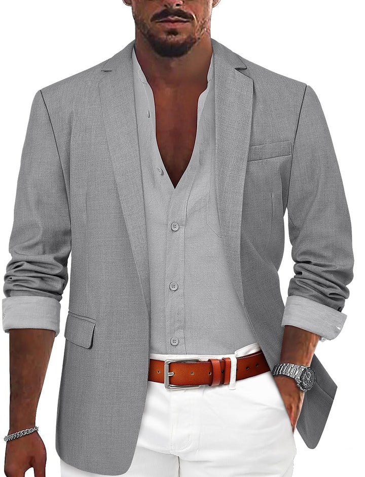 Blazer homme décontracté Zacharie, élégant, tons monochromes, coupe ajustée, matière extensible pour confort optimal.