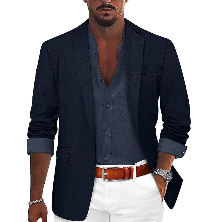 Blazer homme décontracté Zacharie, élégant, tons monochromes, coupe ajustée, matière extensible pour confort optimal.