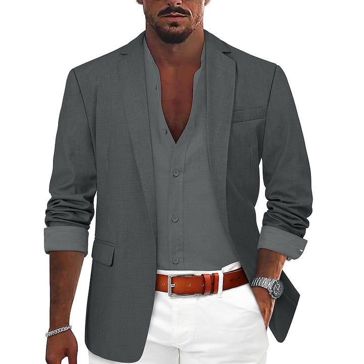 Blazer homme décontracté Zacharie, élégant, tons monochromes, coupe ajustée, matière extensible pour confort optimal.