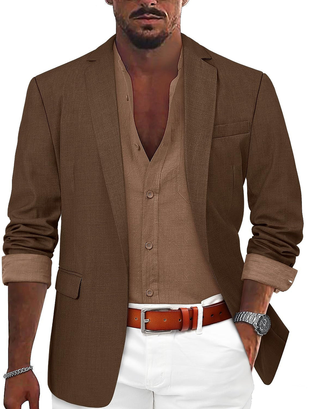 Blazer homme décontracté Zacharie, élégant, tons monochromes, coupe ajustée, matière extensible pour confort optimal.