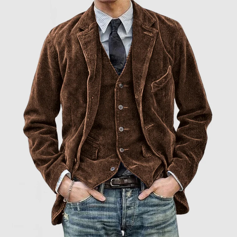 "Blazer vintage femme bleu marine élégant, coupe ajustée, manche longue, idéal pour un look intemporel et polyvalent."
