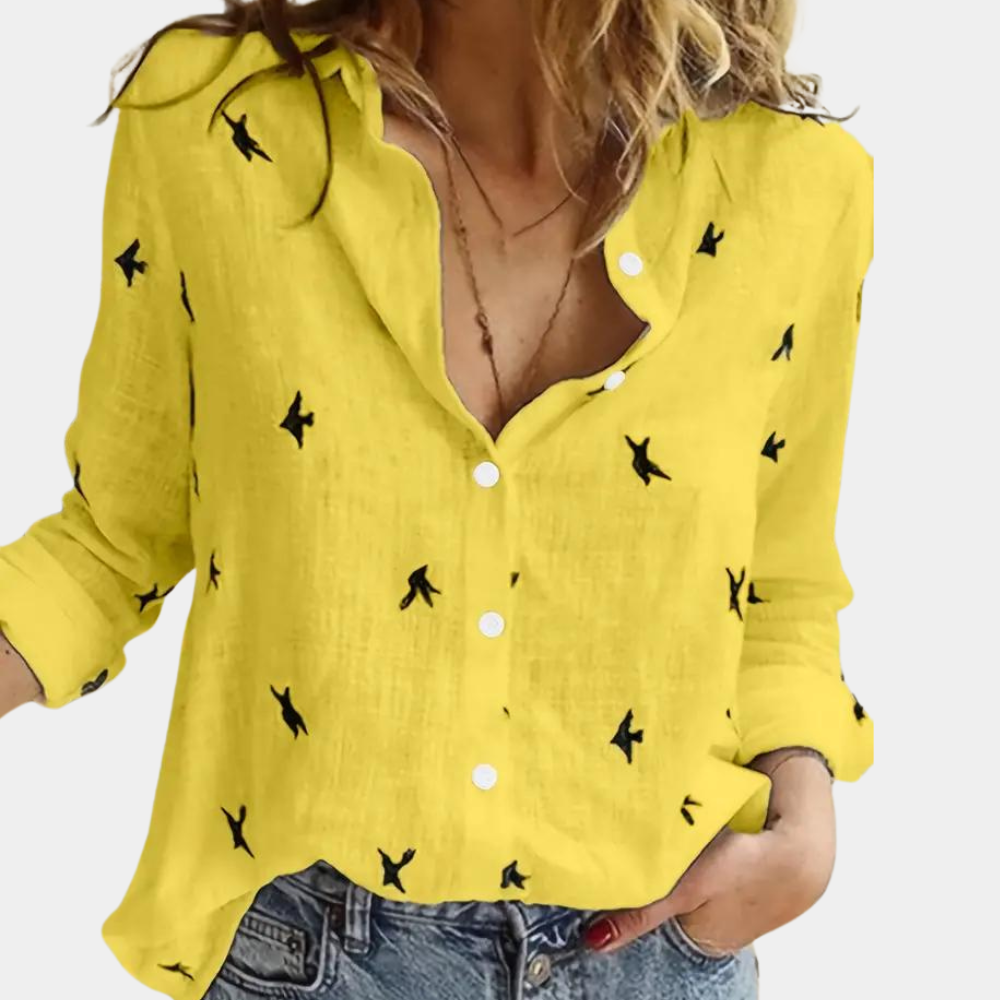 "Blouse femme élégante Laumina rose, manches longues, design moderne pour un look polyvalent et sophistiqué."