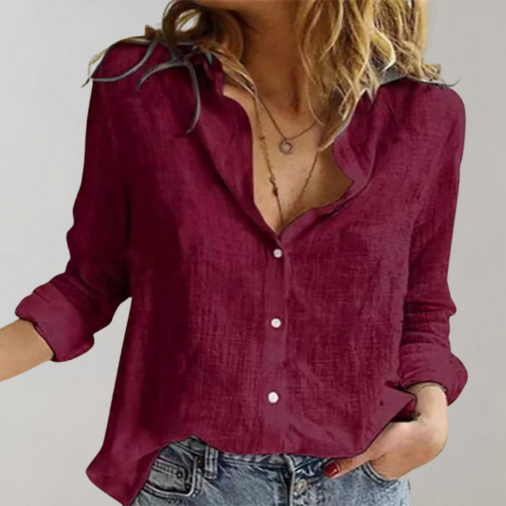 Blouse longue en lin femme, décontractée et élégante, tissu léger, pour confort estival. Ample et aérienne, en couleurs neutr