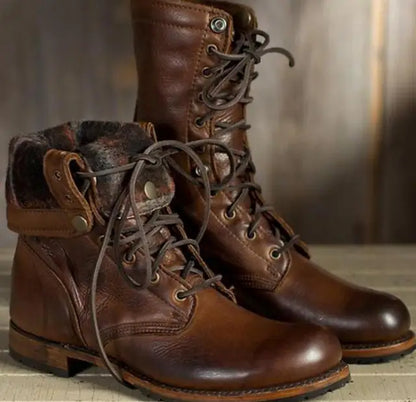 "Bottes femme cuir PU, lacets hauteur cheville, semelle antidérapante, style britannique et coréen élégant."