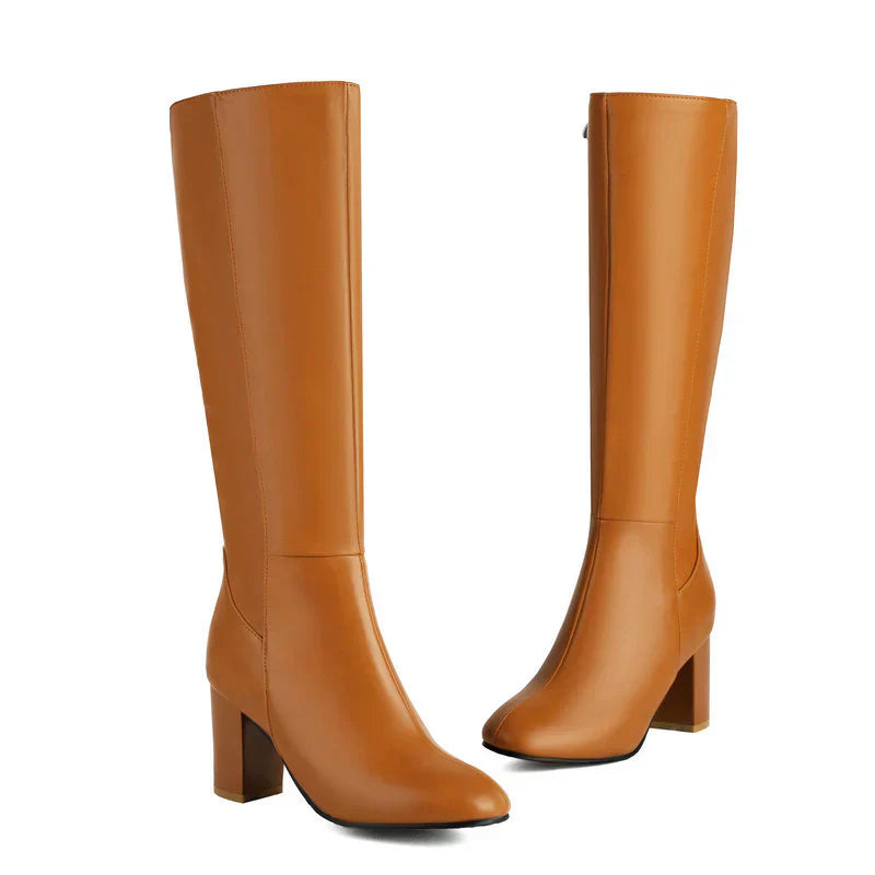 "Bottes hautes femme élégantes, confortables, couleur noire, avec fermeture éclair, silhouette genou pour l'hiver."