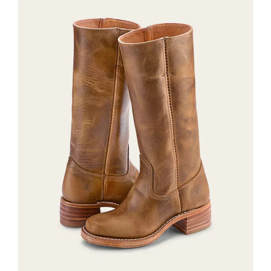 "Bottes hautes pour femmes en cuir avec talon bloc et bout carré, élégance et confort pour toutes occasions."