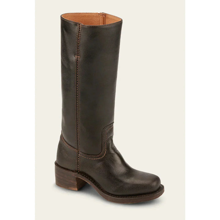 "Bottes hautes pour femmes en cuir avec talon bloc et bout carré, élégance et confort pour toutes occasions."