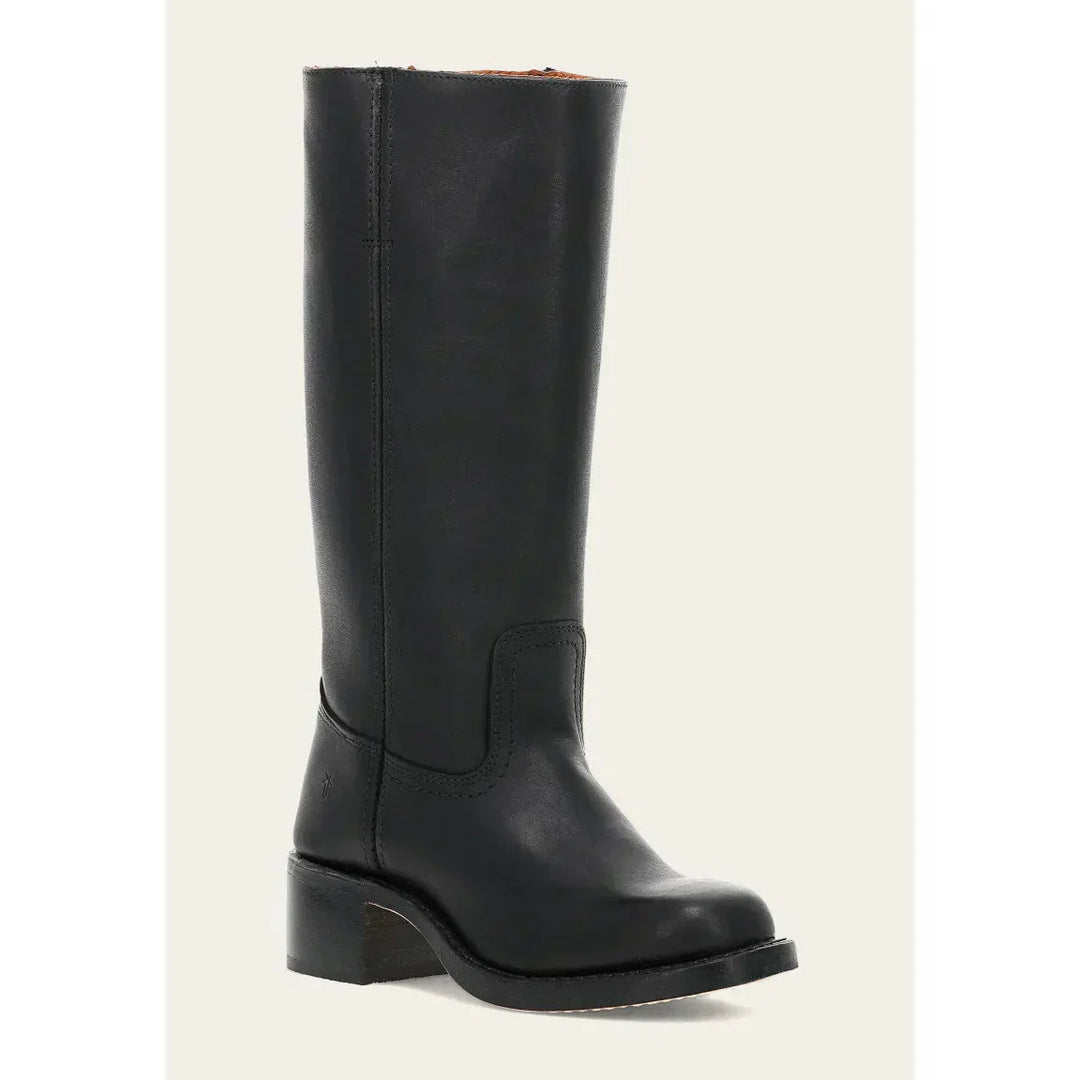 "Bottes hautes pour femmes en cuir avec talon bloc et bout carré, élégance et confort pour toutes occasions."