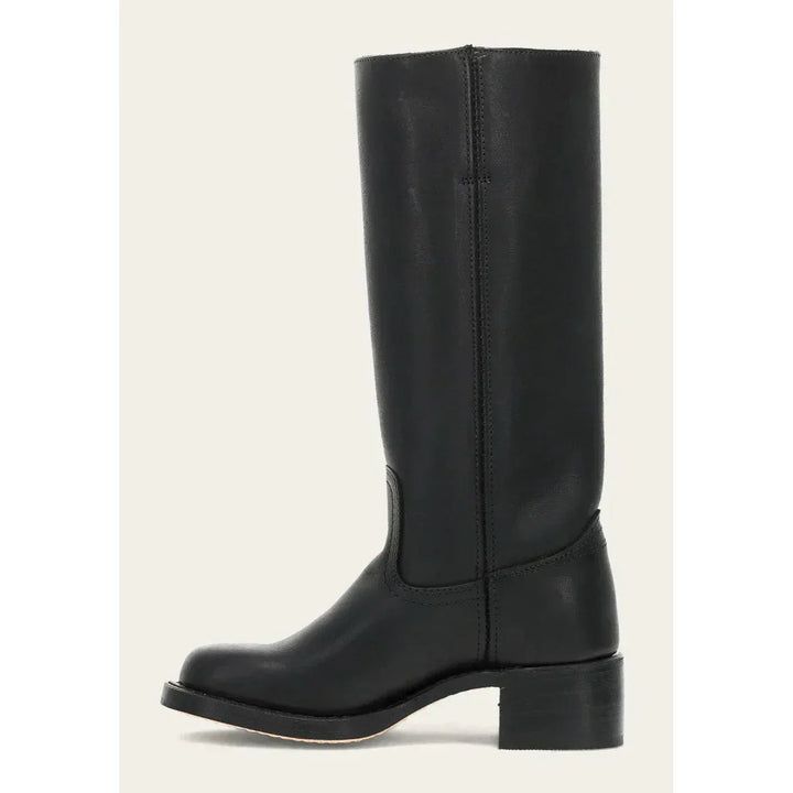 "Bottes hautes pour femmes en cuir avec talon bloc et bout carré, élégance et confort pour toutes occasions."