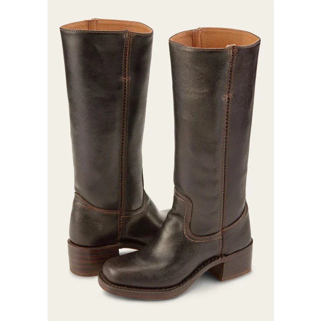 "Bottes hautes pour femmes en cuir avec talon bloc et bout carré, élégance et confort pour toutes occasions."