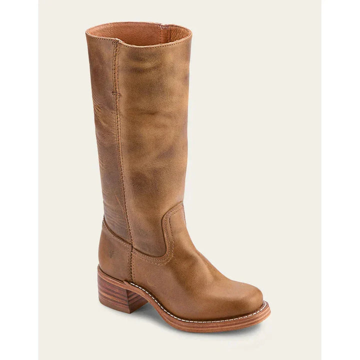 "Bottes hautes pour femmes en cuir avec talon bloc et bout carré, élégance et confort pour toutes occasions."