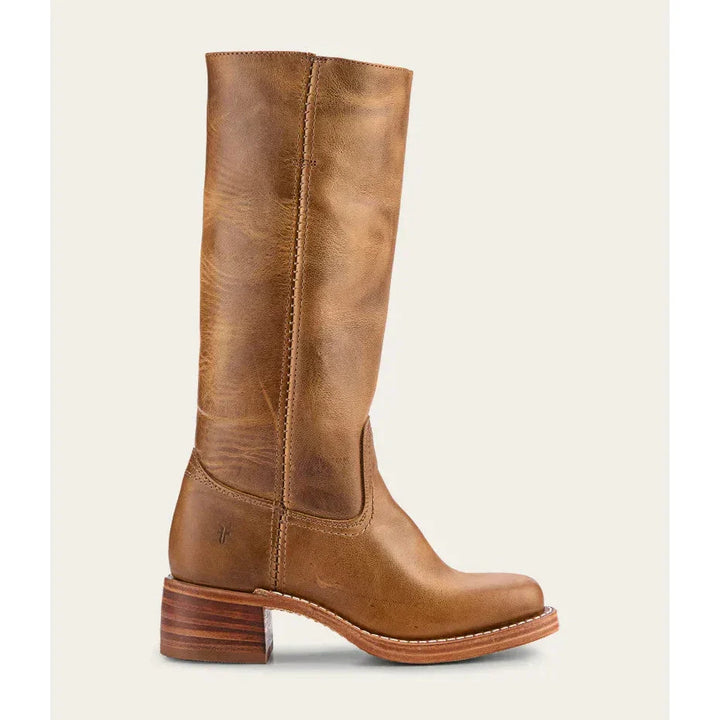 "Bottes hautes pour femmes en cuir avec talon bloc et bout carré, élégance et confort pour toutes occasions."