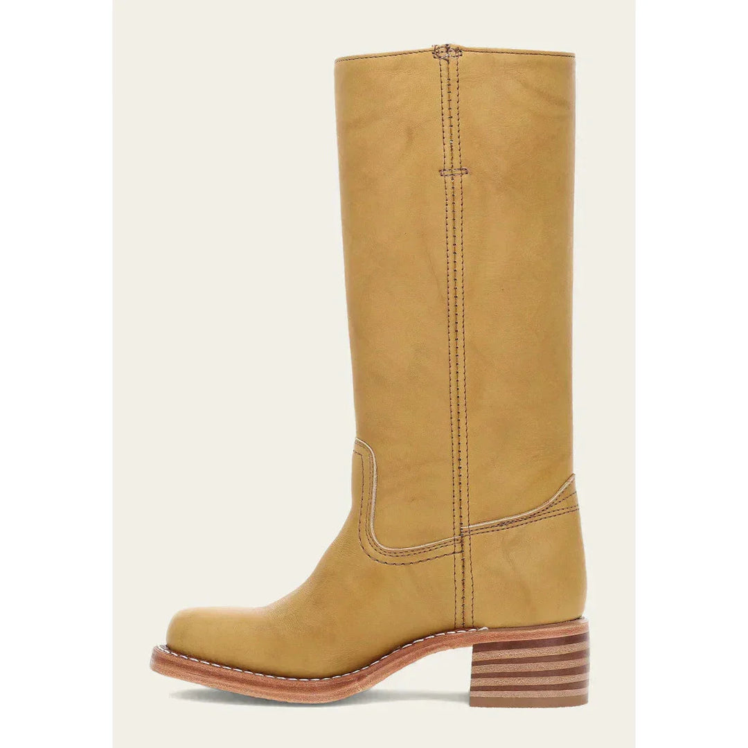 "Bottes hautes pour femmes en cuir avec talon bloc et bout carré, élégance et confort pour toutes occasions."
