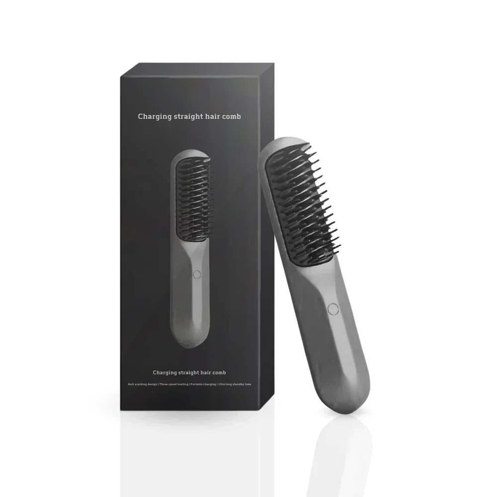 "Brosse à cheveux sans fil noire et rose pour boucles et ondulations, compacte et portable, accessoires pour femmes"
