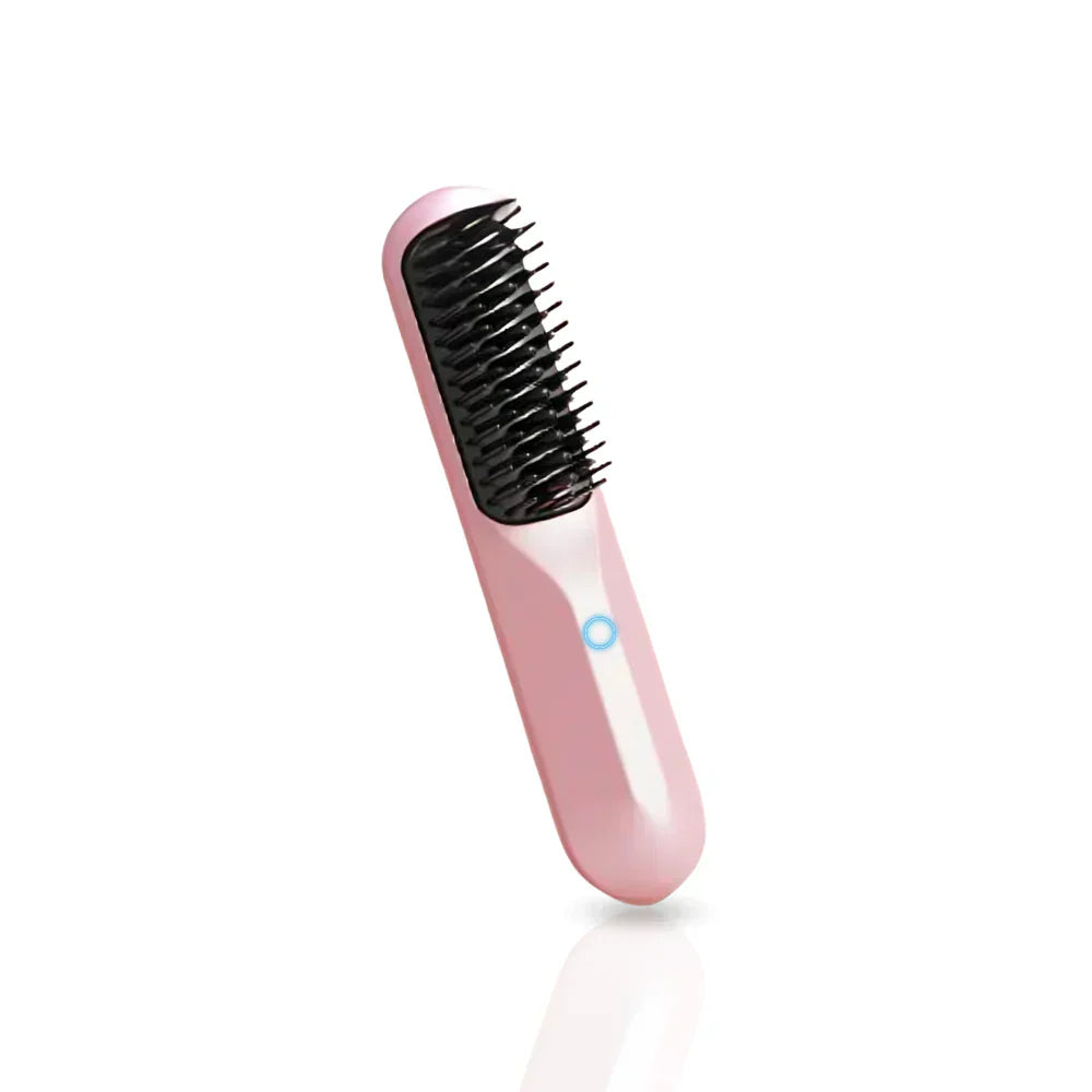 "Brosse à cheveux sans fil noire et rose pour boucles et ondulations, compacte et portable, accessoires pour femmes"