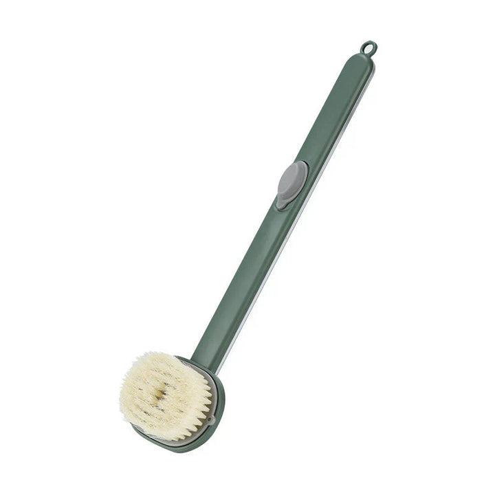 "Brosse de bain ergonomique longue, poils doux, manche antidérapant, facilitant le nettoyage corporel complet sous la douche.