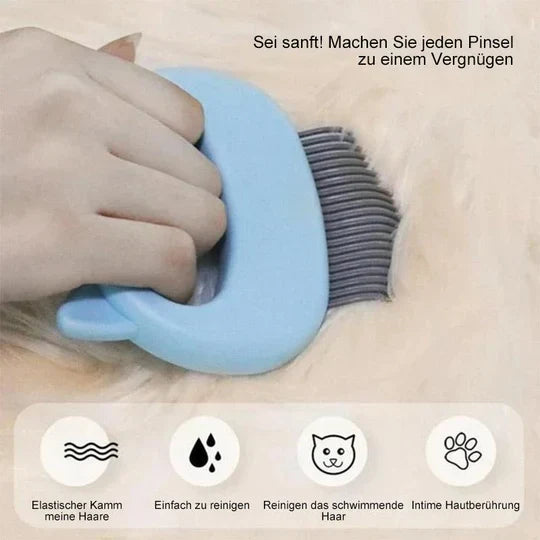 "Brosse de massage chat ergonomique, poils souples, élimination efficace des poils morts, poignée antidérapante"