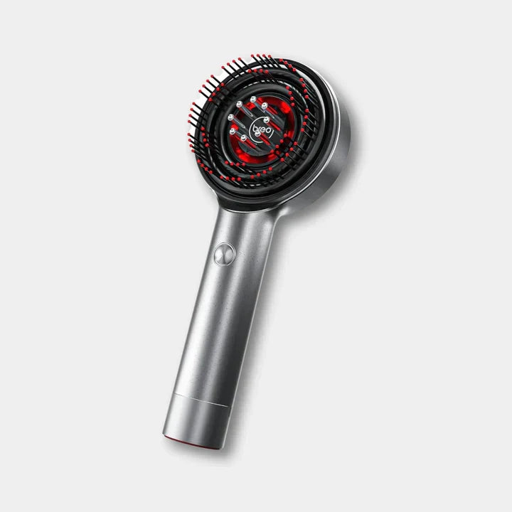 "Brosse de massage scalp électrique avec LED, design ergonomique, modes variés, idéale pour soin capillaire détente."