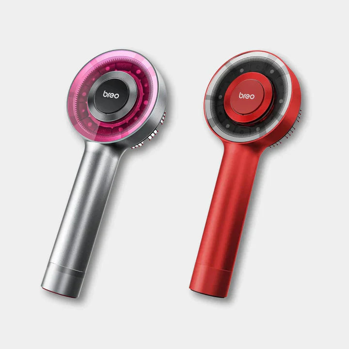 "Brosse de massage scalp électrique avec LED, design ergonomique, modes variés, idéale pour soin capillaire détente."