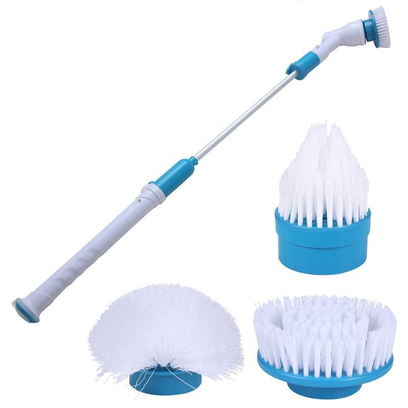 "Brosse de nettoyage électrique ergonomique réutilisable avec poignée blanche et tête rotative pour surfaces multiples"
