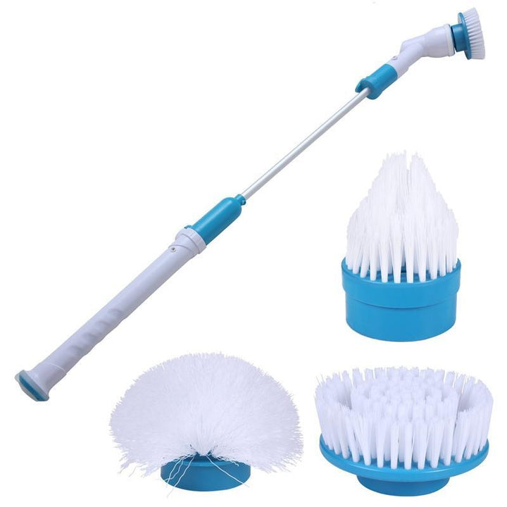 "Brosse de nettoyage électrique ergonomique réutilisable avec poignée blanche et tête rotative pour surfaces multiples"