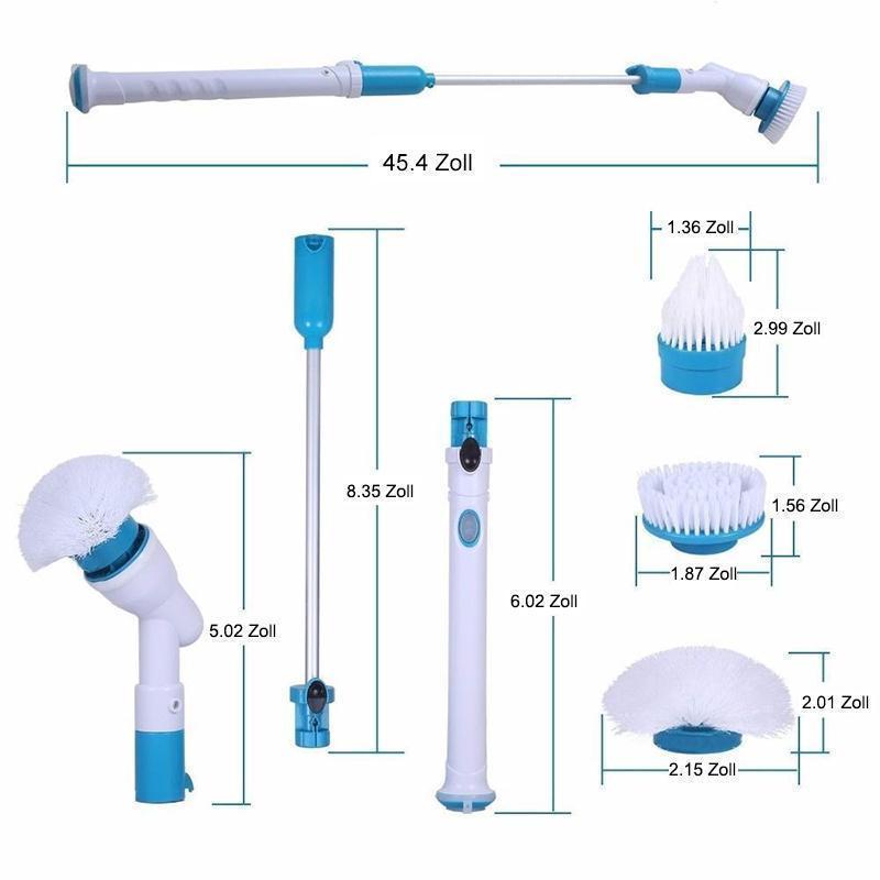 "Brosse de nettoyage électrique ergonomique réutilisable avec poignée blanche et tête rotative pour surfaces multiples"