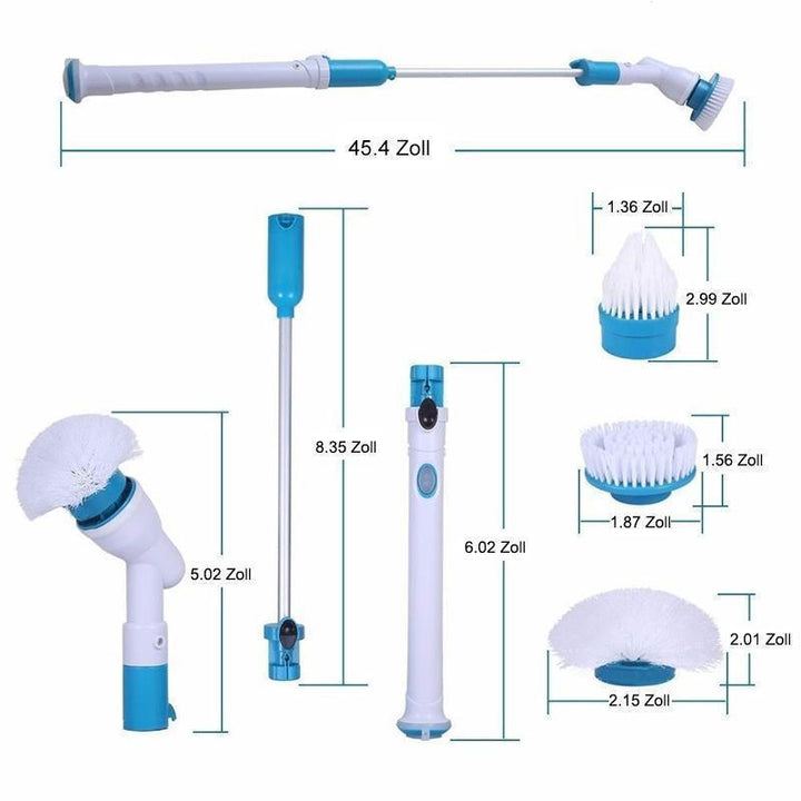 "Brosse de nettoyage électrique ergonomique réutilisable avec poignée blanche et tête rotative pour surfaces multiples"