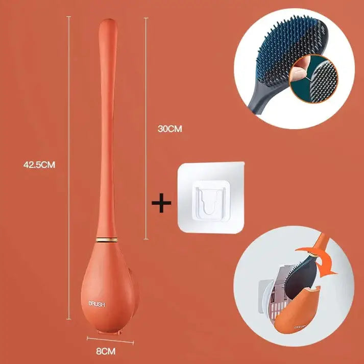 "Brosse WC en silicone moderne, couleur bleu royal, tête plate et pointes souples pour nettoyage efficace et élégant."