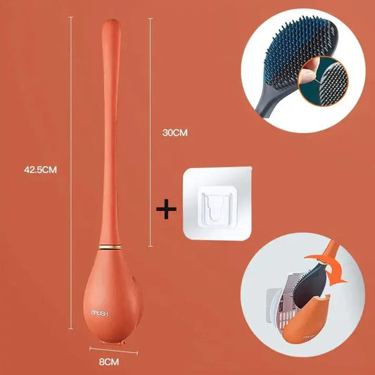 "Brosse WC en silicone moderne, couleur bleu royal, tête plate et pointes souples pour nettoyage efficace et élégant."