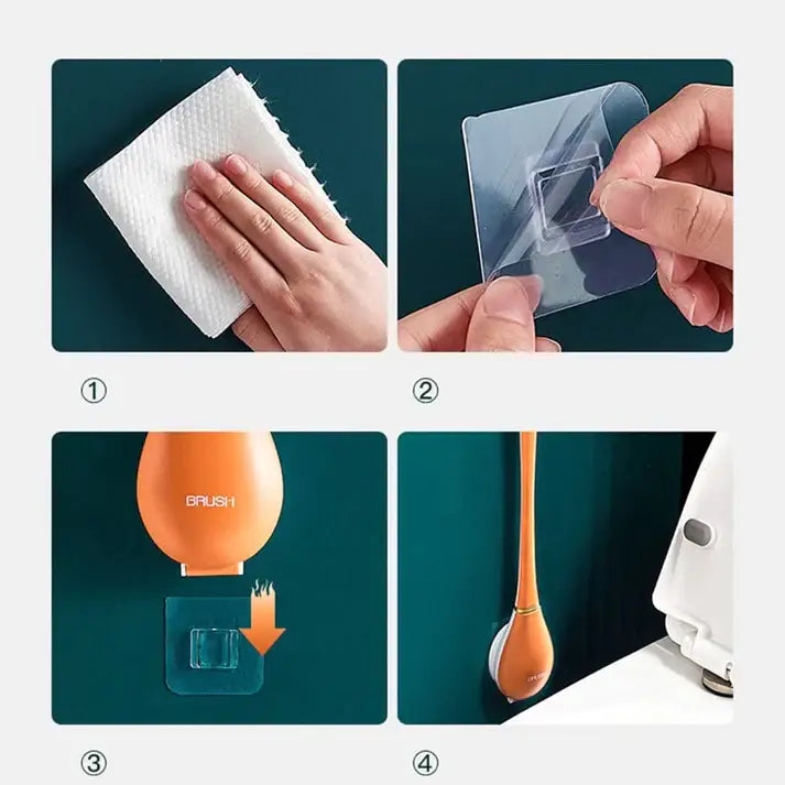 "Brosse WC en silicone moderne, couleur bleu royal, tête plate et pointes souples pour nettoyage efficace et élégant."