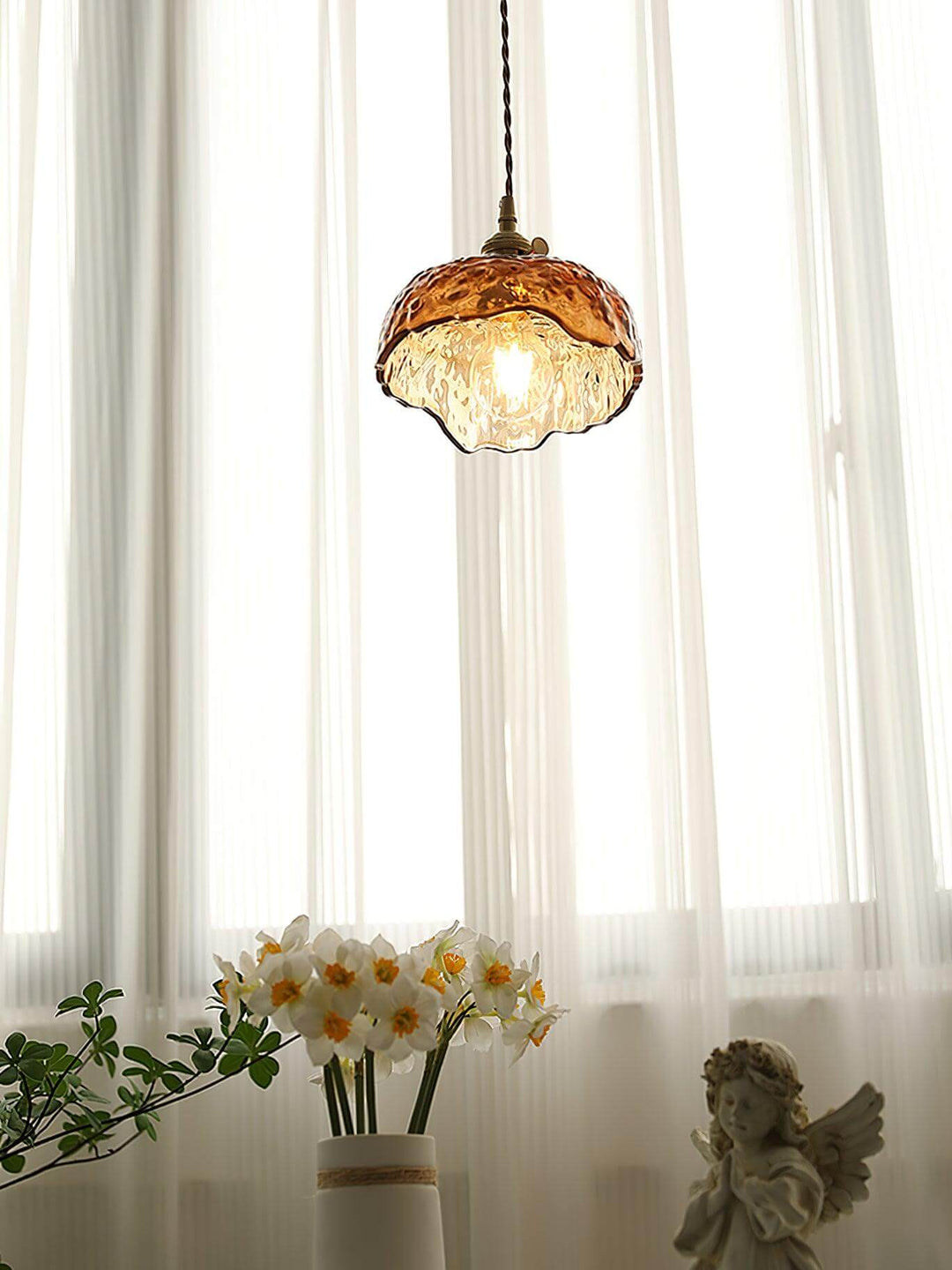Lampe Pendante Vintage En Verre Brun