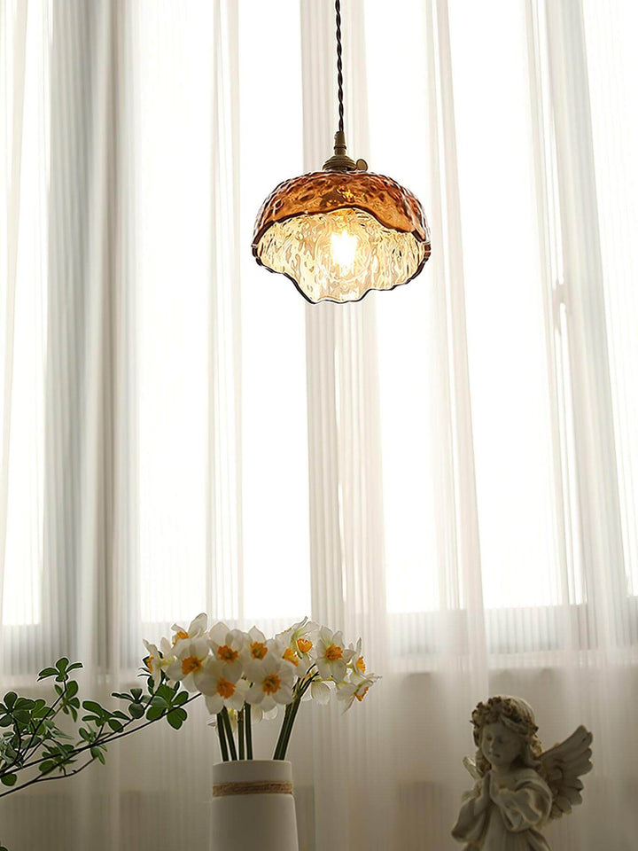 Lampe Pendante Vintage En Verre Brun