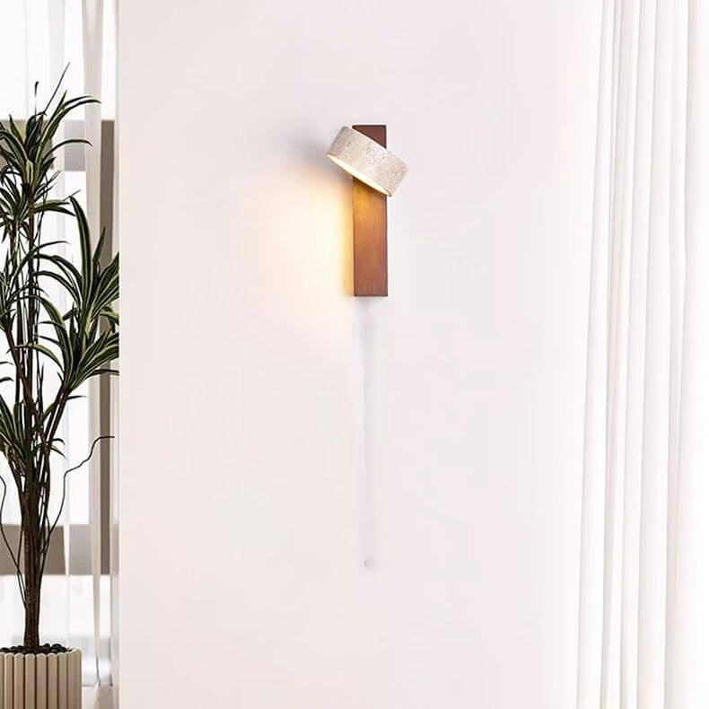 Lampe Murale En Travertin Blanc Cassé Wabi Sabi